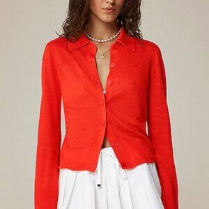 J. Crew Collared button-up sweater in linen Size XS